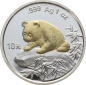 Preview: China 10 Yuan 1999 Silber Panda - 1 Unze Feinsilber - Teilvergoldet